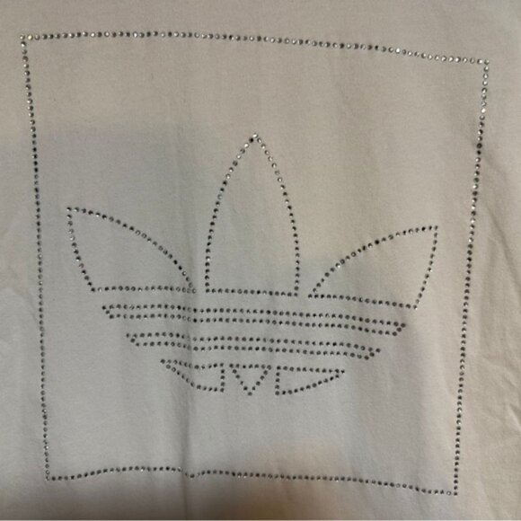 Adidas Originals Trefoil Rhinestone Logo T-Shirt White Women’s Size M - Picture 5 of 6